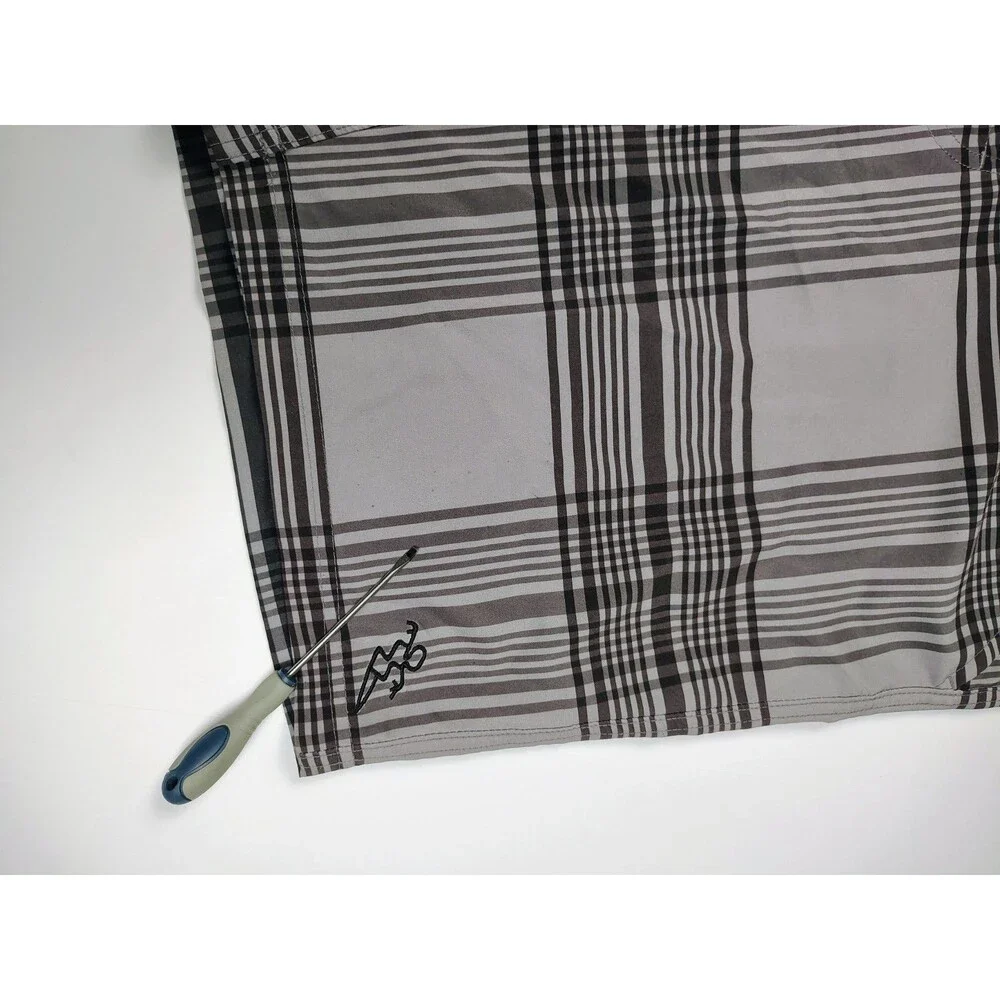 Dahui Da Hui Hybrid Collection Shorts Brown Check 37x10 Mens Beach Surf Pockets